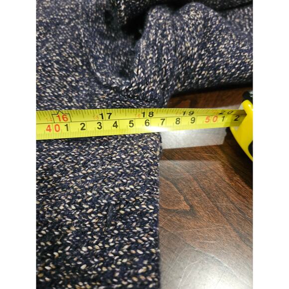 Eileen Fisher Woman's Wool Cotton Fringe Hem Sweater Bateau Neckline M Navy Blue - Picture 4 of 6